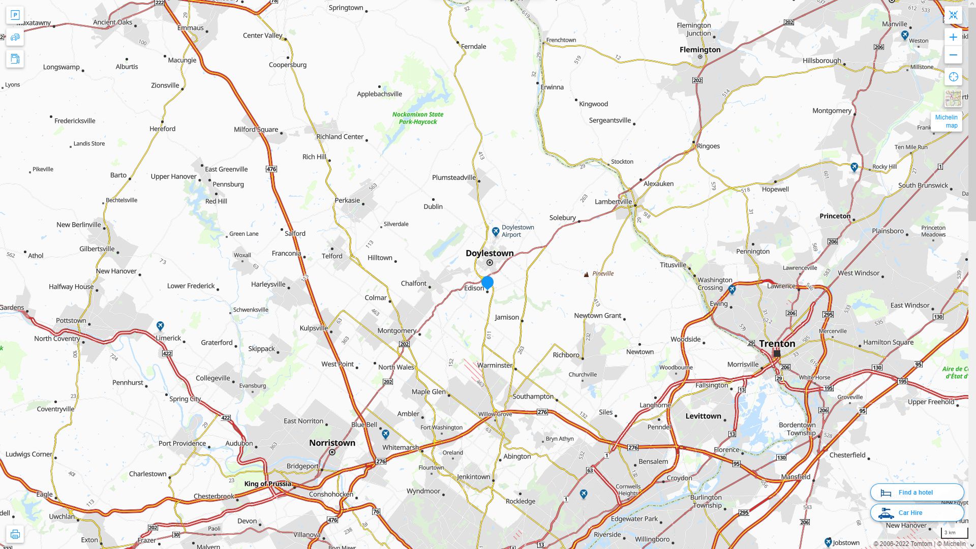 Edison Township New Jersey Highway and Road Map